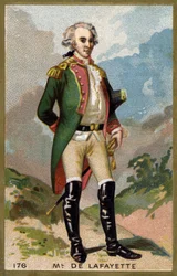 Marquis de Lafayette (Lafayette) muotokuva (1757 - 1834). 1800-luvun lopun kromolitografia.