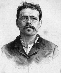 Anarkisti François KOENIGSTEINin muotokuva, joka tunnetaan nimellä RAVACHOL (äitinsä nimestä) (1859 - 1892).