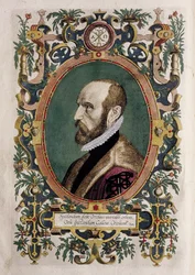 Kartografi Abraham Orteliuksen muotokuva (värikaiverrus)