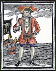 Muotokuva merirosvo Bartholomew "Black Bart" Robertsista.
