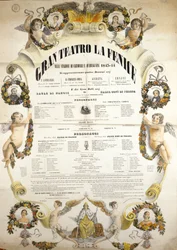 Juliste italialaisen säveltäjän Giuseppe Verdin (1813-1901) oopperan "Aida" esityksestä Venetsian La Fenice -teatterissa vuosina 1843-1844.