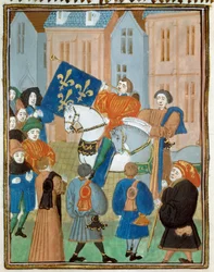 Rauhanjulistus Reimsissä 2. lokakuuta 1435 sen jälkeen, kun kuningas Kaarle VII ja Burgundin herttua Filip III Hyvä allekirjoittivat Arrasin sopimuksen, joka päätti armagnakkien ja burgundilaisten välisen sisällissodan. Miniatyyri elokuvasta Kings and quee