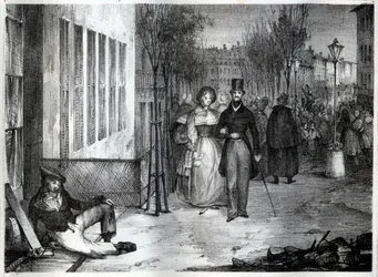 Promenade sur les boulevards Pariisissa 1800-luvulla - kaiverrus