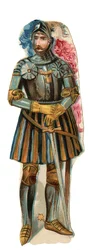 Esitys ritari Pierre Terrailista, Lord of Bayardista (1476-1524) Kromolitografia, 1800-luvun loppu.