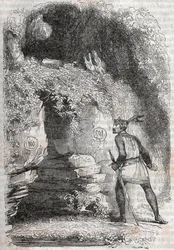 Medorin (Medoro) ja Angeliquen (Angelica) hahmot - kaiverrus vuodelta 1851 Ludovico Ariostosta "" Furious Roland"" (1500-luku), joka tunnetaan nimellä Ariosta - Painos Tressan ja julkaistu