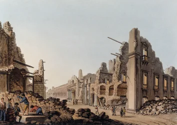 Messinan (Messina) 1783 maanjäristyksen aiheuttamat rauniot. Teoksessa "Näkymiä ottomaanien valtakunnissa, Euroopassa, Aasiassa ja joillakin Välimeren saarilla"