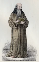 SAINT BONAVENTURE (1221-1274) italialainen fransiskaaninen kardinaali, teologi ja filosofi - Pyhän Bonaventuren muotokuva (Giovanni da Fidanza tai Bonaventura de Bagnorea, noin 1220-1274), teologi, kirkon tohtori (serafitohtori). Kaiverrus numerosta 19