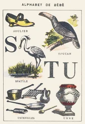 S T U: kenkä, lasta, tukaani, astiat, uurna