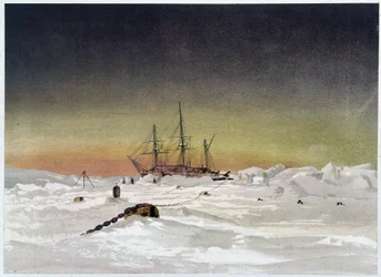 Ship in the Ice - elokuvassa "" Napameren rannat, arktisen retkikunnan kerronta"", kirjoittaneet tohtori Edward Moos, Marcus Nard & Co, Lontoo