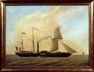 Laiva terien kanssa Tejo-joella Anonymous-maalaus. 1800-luvun Marseillen merimuseo