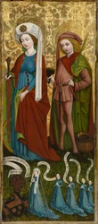Pyhä Katariina ja Pyhä Vitus, Anna von Freiberg ja hänen tyttärensä, noin 1450 (tempera ja öljy paneelissa)