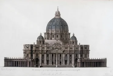 Pietarinkirkko Roomassa Vatikaaniin (San Pietro in Vaticano). Jules Ferrarion "" Vanha ja moderni puku"" 1819-1820.