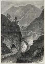 Brennerin rautatie (Brennero) Tiroliin (Tirolo - Tirol) - Kaiverrus 1867 -