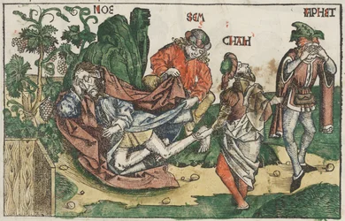 Nooan juoppo, n. 1483-1495 (käsinvärinen puupiirros)