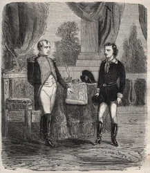Friedrich Stabsin kuulustelu hänen epäonnistuneen Napoleon I:n salamurhayrityksensä jälkeen - Napoleon kuulustelee Friedrich (Frédéric) Stapsia, nuorta saksalaista, joka yritti murhata Napoleonin 12. lokakuuta