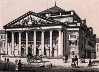Kuninkaallinen teatteri Brysselissä Belgiassa elokuvassa "Maailma havainnollistaa 168 näkymää" Päiväämätön (1800-luvun loppu)