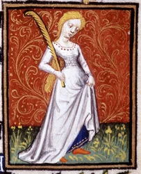 Neitsyt. Horoskoopin miniatyyri. 1500-luvun käsikirjoitus. Bibl. Trivulziana, Milano.