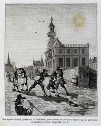 Agentit sijoitettiin Pont Neufiin pysäyttämään ne, jotka eivät pystyneet perustelemaan oikeuttaan.
