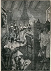 Lasin taide: lasintekijät. Kaiverrus vuodelta 1885 kirjassa "Les arts et metiers illustres", kirjoittanut Adolphe BITARD.