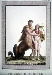 Kentauri Chiron ja Akhilleus - mytologisessa sanakirjassa