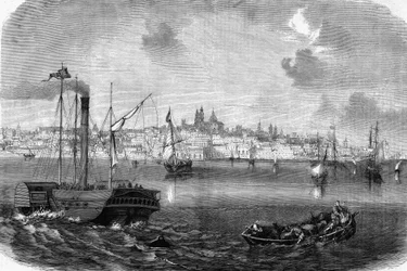 Montevideon kaupunki Uruguayssa vuonna 1864.