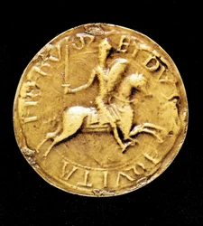Ranskalaisen Louis VII:n (1120 - 1180) vastasinetti, joka edustaa häntä hevosen selässä.