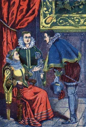 Tanssiminen. Anonyymi kuvitus "" Cinderella "", tarina Charles Perrault (1628-1703), ranskalainen kirjailija. Kuva Marcel Vagne, Jarville Nancy, päivätty (1800-luvun loppu).