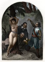 Cevennesin lohikäärmeet Ludvig XIV:n (1643-1715) aikana, protestanttien vaino. Kaiverrus vuodelta 1842 Maurice Lachatren teokseen "Histoire des Popes". Yksityinen kokoelma.