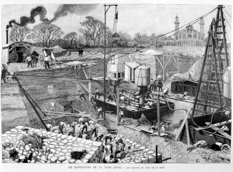 Eiffel-tornin perustukset: Kesonit Seinen puolella - "" Kuvituksessa"" 14.5.1887. ¿