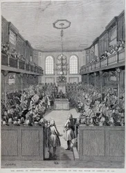 Lontoon alahuoneen sisätilat vuonna 1760
