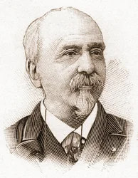 Academy Francaisen jäsenet vuonna 1895: muotokuva Victor Cherbuliezista (1829-1899), kirjailija, näytelmäkirjailija, esseisti, ranskalainen kirjallisuuskriitikko.