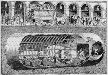Rivoli-kadun alaisen tien lävistys vuonna 1895.