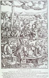 Paheiden pyöreä pöytä: leikki, ahneus, himo, ylpeys... - Kaiverrus 1546