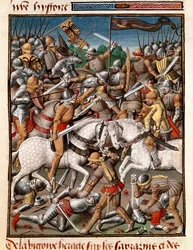 Bysantin keisarin Herakleioksen (Herakleios (noin 575-641) voitto sarrazineista pienoismallissa Vincent de Beauvais