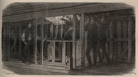 Teatteritemppuja - nieleminen - kaiverrus vuodelta 1875