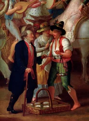 Matkustava mozzarellamyyjä Anonymous maalaus. 1800-luvun Napoli, Museo di San Martino