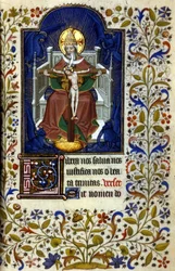 Kolminaisuus. Miniatyyri, 1400-luvun alku. Bibl. Trivulziana, Milano.