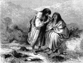Kaksi indioa Perusta viemässä tupakkaa. 1800-luvun kaiverrus.