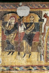 Kaksi pyhää. Yksityiskohta freskosta Saint Mary of Taullin kirkosta. noin 1123. Barcelona. Katalonian kansallinen taidemuseo.