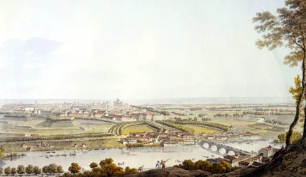 Näkymä Torinoon. Kaiverrus 1810.