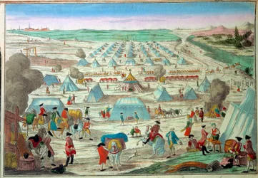 Näkymä sotilasleiristä Preussissa Kaiverrus 1800-luvun Pariisista, Armee-museo