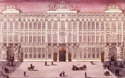 Näkymä keisarilliseen kansliaan Wienissä, Itävallassa Kaiverrus vuodelta 1820