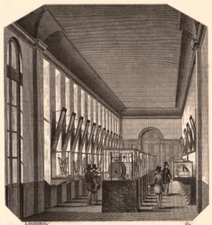 Näkymä Grand Galleryn sisätiloihin Royal Conservatory of Arts and Craftsissa, Pariisi, Ranska