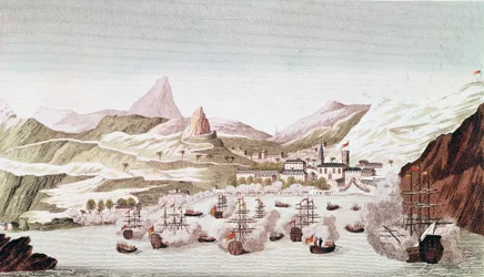 Näkymä Saint Helenan saarelle (kaiverrus