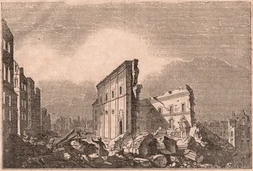 Näkymä St Paulin raunioista vuoden 1755 maanjäristyksen jälkeen, Lissabon, Portugali
