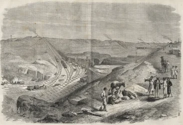 Työ Suezin kanavalla 1864 - Rakennustyömaa ja poraustyöt Suezin kanavalla vuonna 1864 (Chaluf Tranchee) -