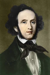 muotokuva Felix Mendelssohnista - Bartholdy. Saksalainen säveltäjä (1809-1847).