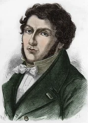 muotokuva Jean François (Jean-Francois) Champollionista nimeltä Champollion nuoreksi ranskalaiseksi egyptiologiksi (1790-1832).