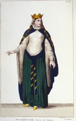 muotokuva Saint Radegondesta (n. 520-587), frangien kuningattare, Clotaire (Clothaire) I:n vaimo, kaiverrus vuodelta 1830