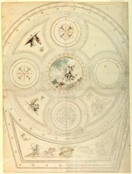 Piirustus, kattokoristelu, Teatro Valle, Rooma, 1821.